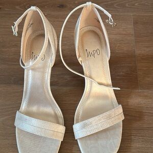 Impo Cream Sandals with Elegant Design and Medium Heel